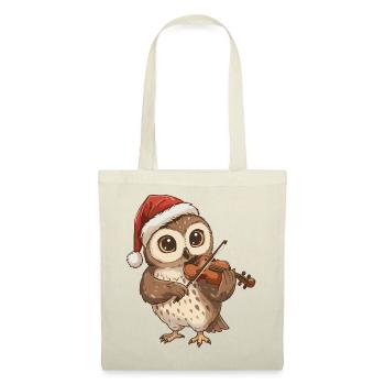 Christmas Owl Bird Playing Violin Art - Tote Bag - red - Front