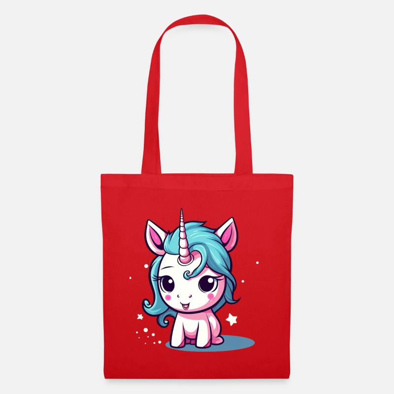 Blue-haired Unicorn Sticker - Tote Bag - red