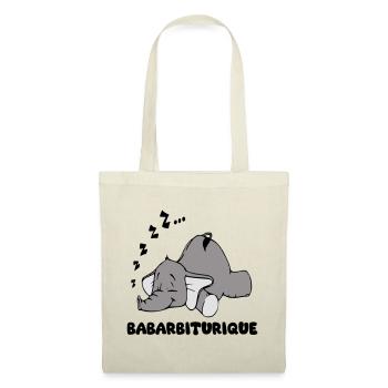 Sleeping Elephant with the title babarbituric - Tote Bag - red - Front