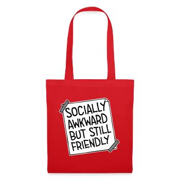 Socially Awkward But Still Friendly Lustig Spruch - Stoffbeutel - Rot - Vorne