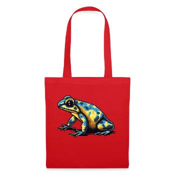 Farbenfroher Retro Pixel Pfeilgiftfrosch in 8 Bit - Stoffbeutel - Rot - Vorne