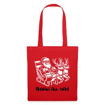 Glacière Père Noël – Traîneau toute la journée - Sac en tissu - rouge - Devant