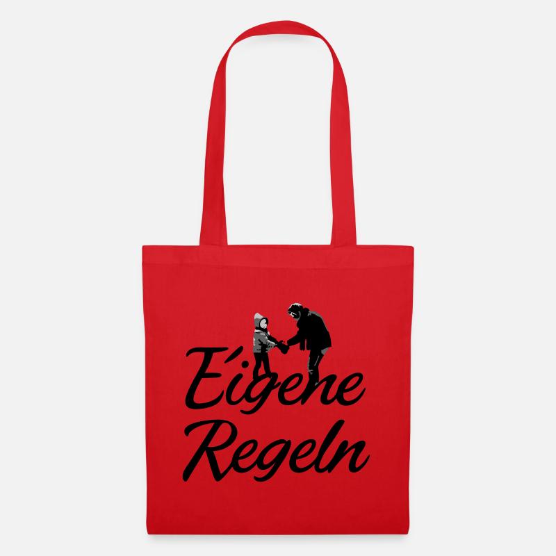 Vater und Kind Silhouette - Stoffbeutel - Rot