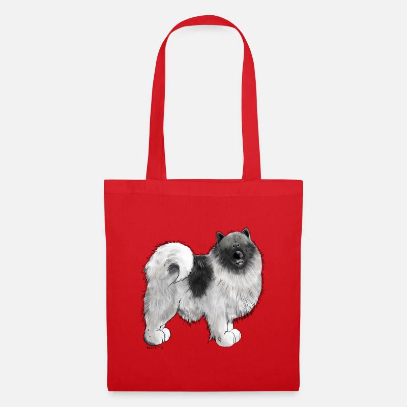 Wolfsspitz Hundemotiv I Comic Hund Geschenk - Stoffbeutel - Rot