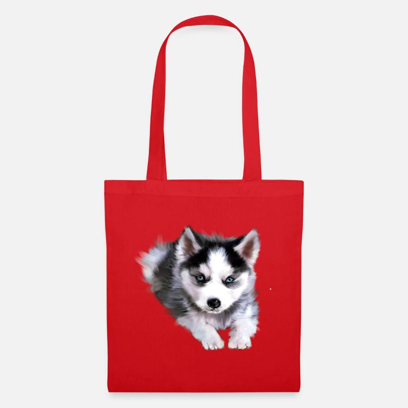 Hund, Husky - Stoffbeutel - Rot