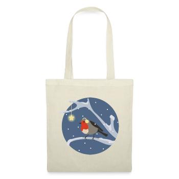 Petit oiseau sur la branche avec de la neige - Sac en tissu - rouge - Devant