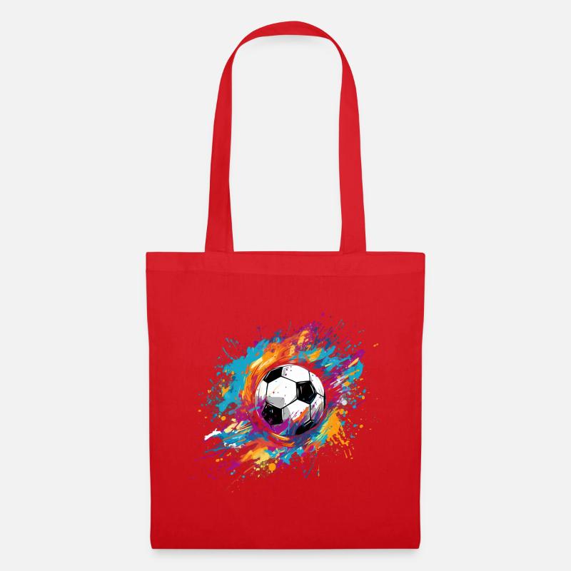Fussball, Soccer, bunt, farbenfroh, Klecks - Stoffbeutel - Rot