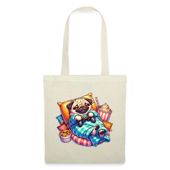 Entspannter Gaming Mops mit Snacks - Stoffbeutel - Rot - Vorne