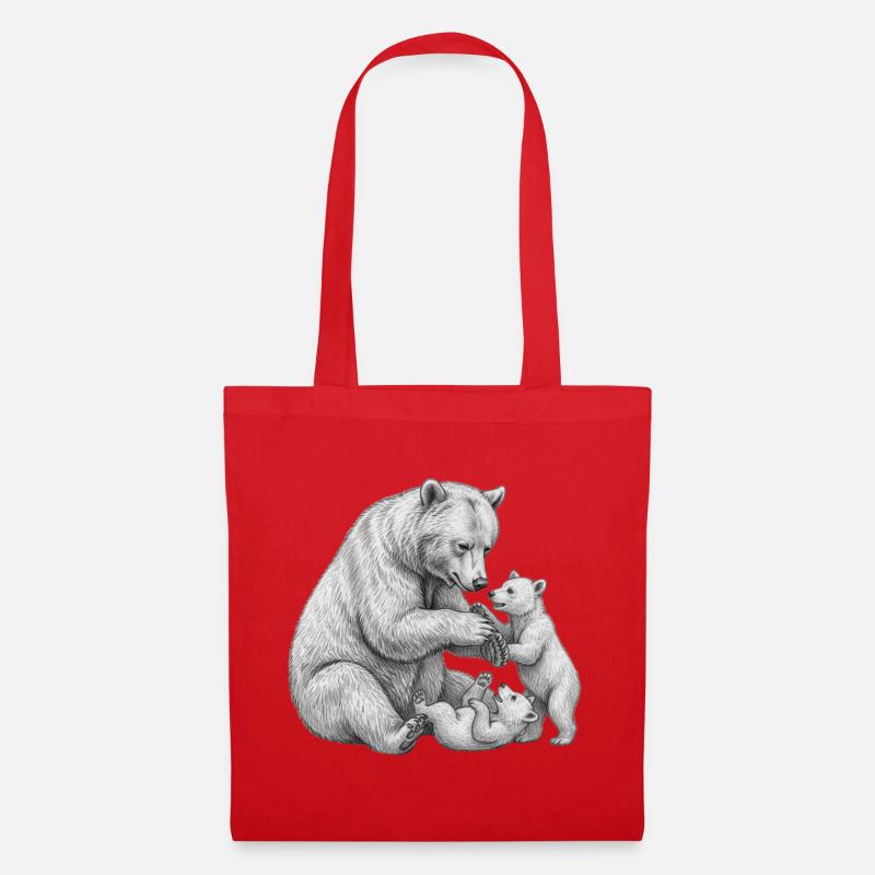 Bear and her cubs - Tote Bag - red