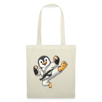 Cooler Pinguin Karate Kick Schwarzgurt Kampfsport - Stoffbeutel - Rot - Vorne