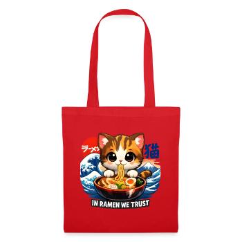 Katze in Ramen we trust - Stoffbeutel - Rot - Vorne