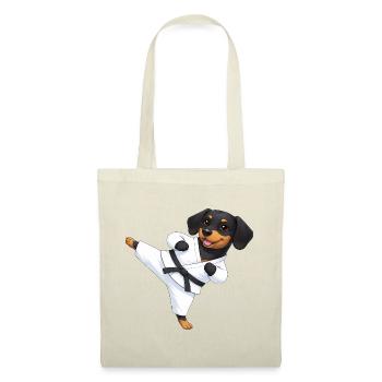 Süßer Rottweiler Dackel Karate Cartoon Kampfsport - Stoffbeutel - Rot - Vorne