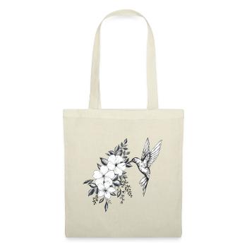 fleurs de cerisier et hibiscus, petit oiseau colib - Sac en tissu - rouge - Devant