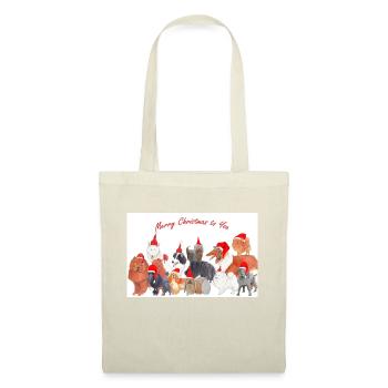 Chiens de Noël 1 autocollant - Sac en tissu - rouge - Devant