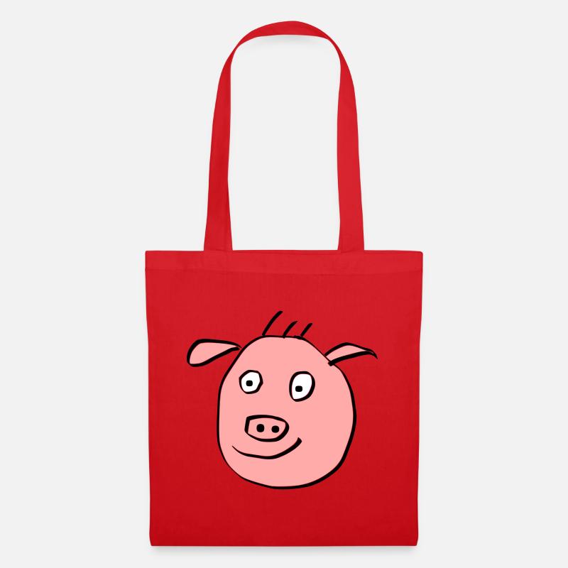 Cute pig face - Tote Bag - red