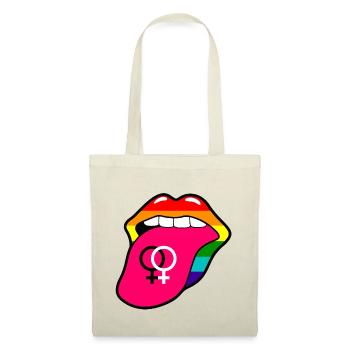 Gay pride rainbow tongue with lesbian symbol - Tote Bag - red - Front
