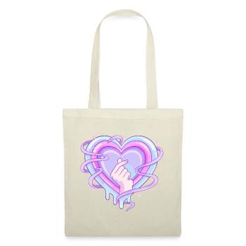 Cœur pastel K Pop Symbole de doigt Amour - Sac en tissu - rouge - Devant