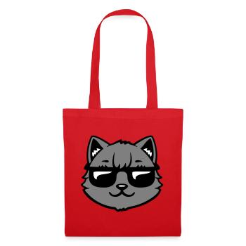 Katze Graue Sonnenbrille Cool Lässig Style Blick - Stoffbeutel - Rot - Vorne