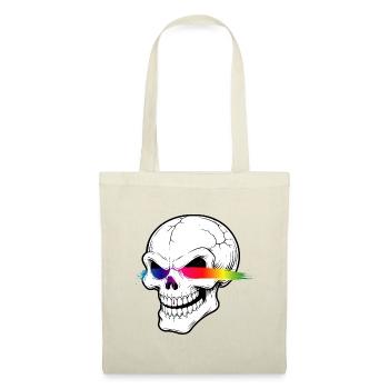 Skull Neon Rainbow Laser Eyes Design - Tote Bag - red - Front