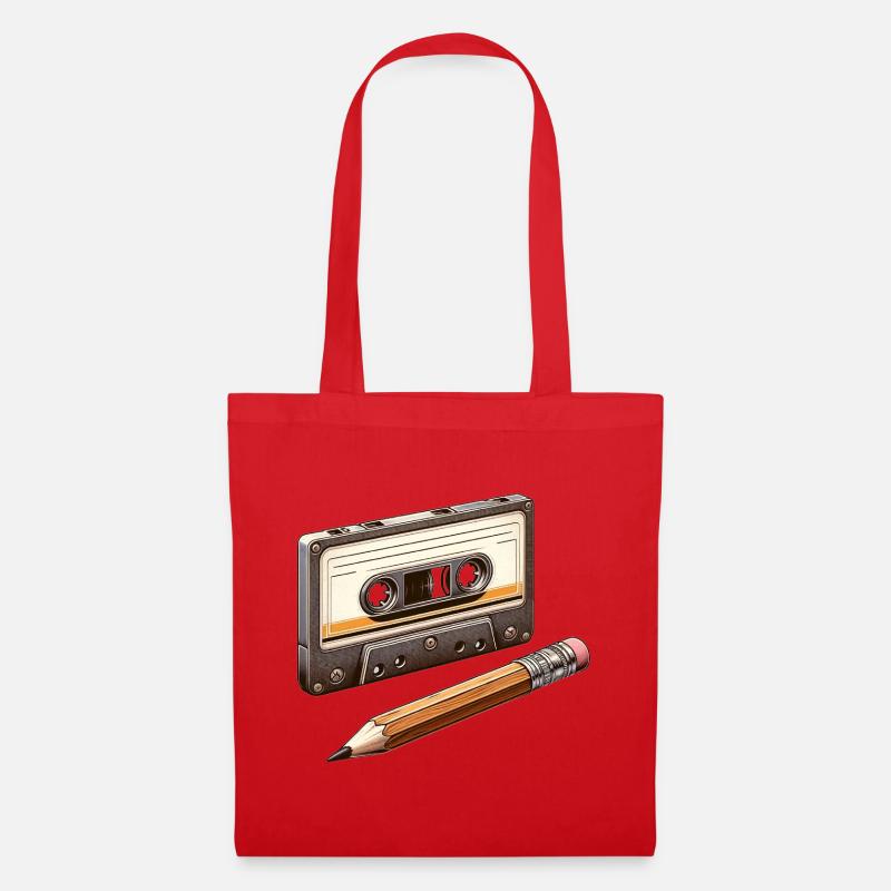 Kassettenstift 80er 90er Jahre Erinnerungsgeschenk - Stoffbeutel - Rot