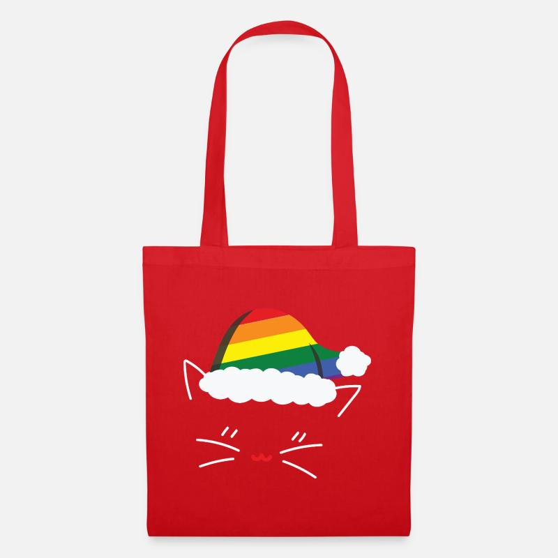 Katze Katzenliebhaber Regenbogen LGBT Katzen - Stoffbeutel - Rot
