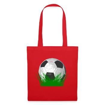 Ballon de soccer dans l'herbe - Sac en tissu - rouge - Devant