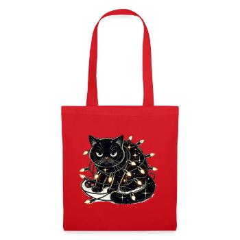 Grumpy Christmas Cat. Meow but please without tinsel - Tote Bag - red - Front