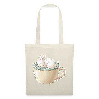 Sleeping rabbit in a cup - Tote Bag - red - Front