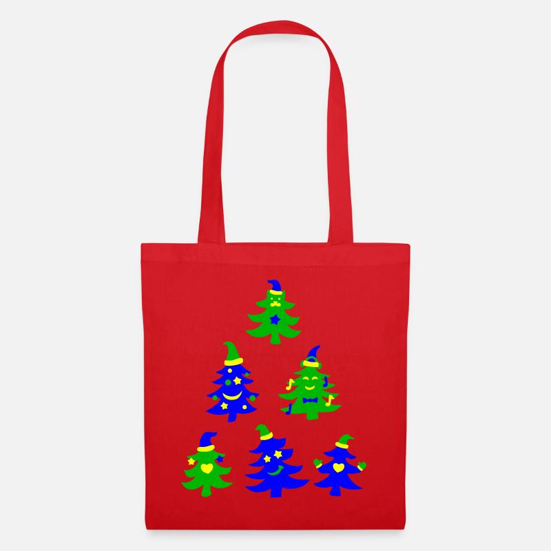 Magic Smiling Christmas Trees - Tote Bag - red