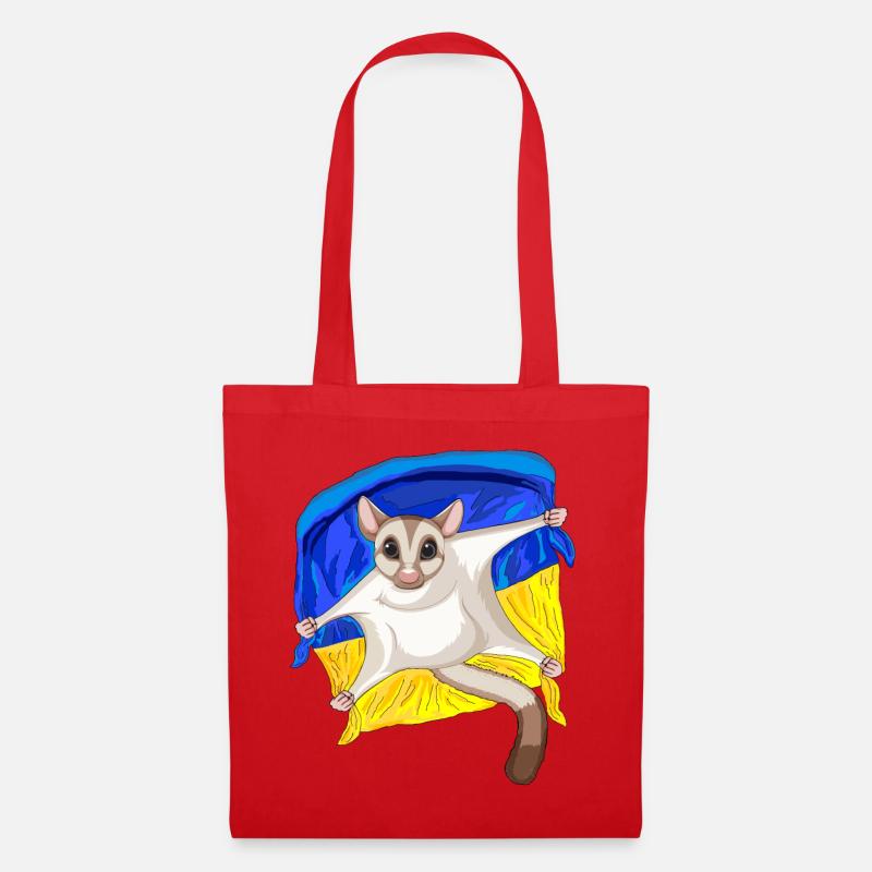 Niedlicher Sugar Glider mit Ukraine Flagge - Stoffbeutel - Rot