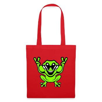 Grenouille Crapaud Cool Lunettes de soleil Victoire Paix Mains - Sac en tissu - rouge - Devant