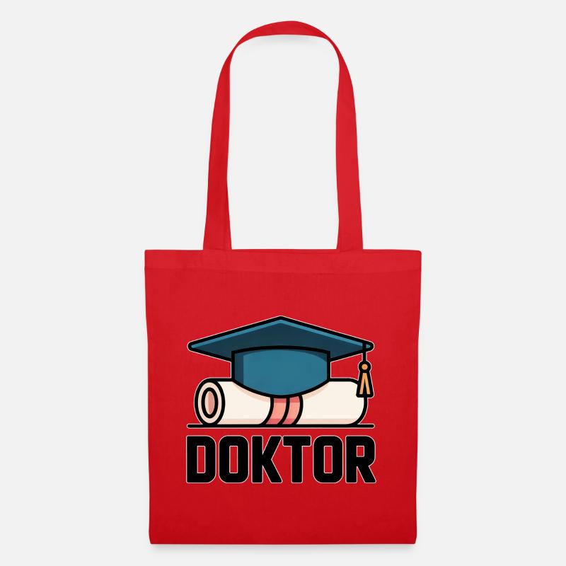 Doktorhut Urkunde – Abschluss, Promotion, Geschenk - Stoffbeutel - Rot