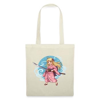 Anime Samurai Girl in Kimono with Katana - Tote Bag - red - Front