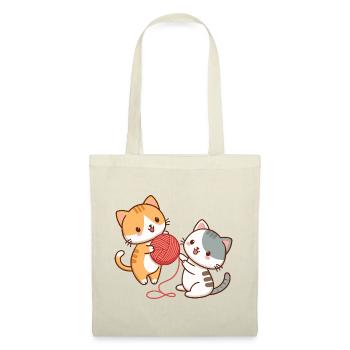 Chatons et pelote kawaii - Sac en tissu - rouge - Devant