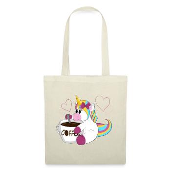 Regenbogen Einhorn Kaffeezauber - Stoffbeutel - Rot - Vorne