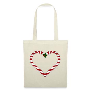 Cœur de cannes de bonbon au gui - Sac en tissu -  - Devant