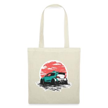 Teal Rally Car Sonnenuntergangs-Sketch - Stoffbeutel - Rot - Vorne