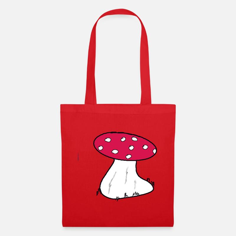 Red Toadstool Cartoon Pattern - Tote Bag - red