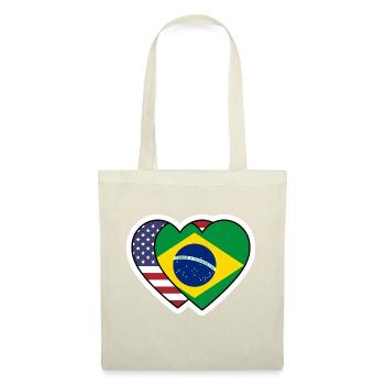 Sticker Cœurs USA Brésil - Design Drapeau  - Sac en tissu - rouge - Devant