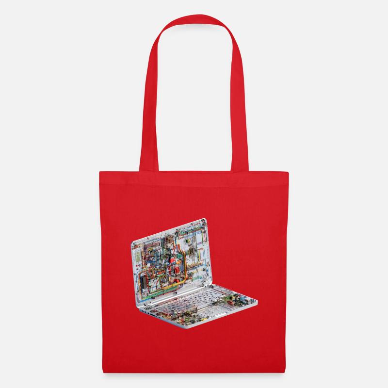 Transparente CAD-Schaltkreiskunst beim Laptop - Stoffbeutel - Rot
