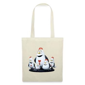 Heart Penguin Family Cartoon - Tote Bag - red - Front