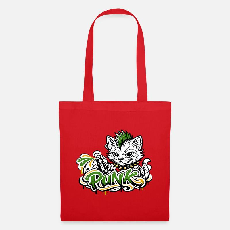 Punkkatz Graffiti Mohawk - Tote Bag - red
