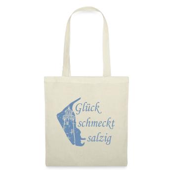 Glück schmeckt salzig – Amrum Nordsee Insel Design - Stoffbeutel - Rot - Vorne