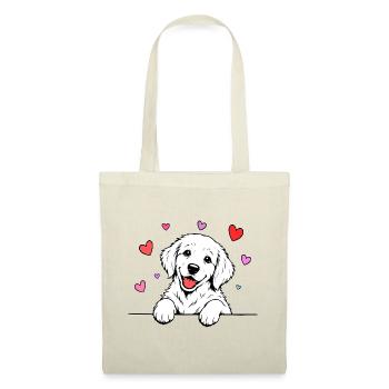 Golden_Retriever_Welpen_Pfote_Herz_weiss - Stoffbeutel - Rot - Vorne
