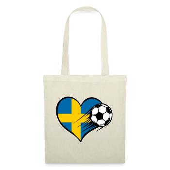 Schweden Flagge Fußball mit Herz used - Stoffbeutel - Rot - Vorne