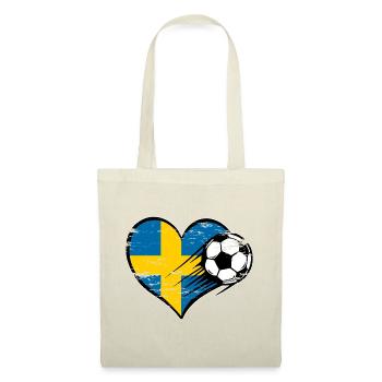 Schweden Flagge Fußball mit Herz - Stoffbeutel - Rot - Vorne