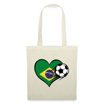 Brasilien Flagge Fußball mit Herz - Stoffbeutel - Rot - Vorne