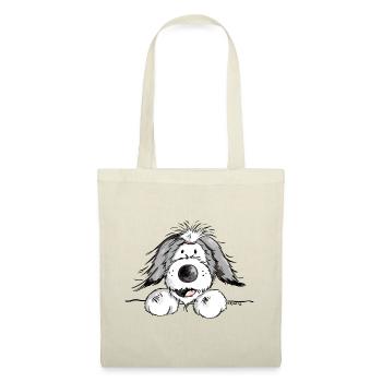 Happy Collie barbu - Sac en tissu - rouge - Devant