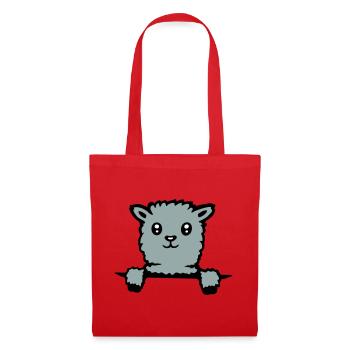 Lama mignon alpaga moelleux qui sort - Sac en tissu - rouge - Devant