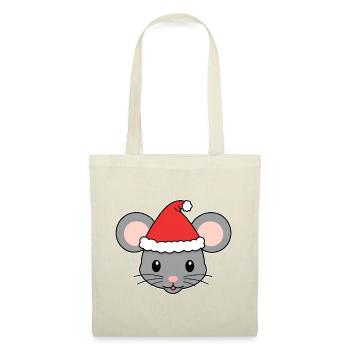 Christmas Mouse with Santa Hat - Tote Bag - red - Front